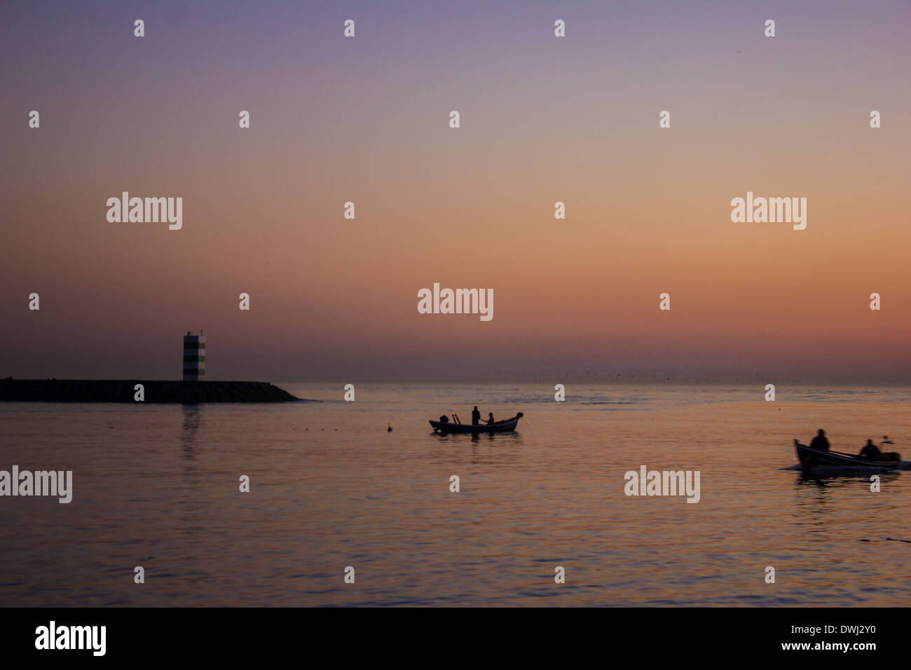 Sunset at Foz do Douro, Porto - Portugal. Stock Photo