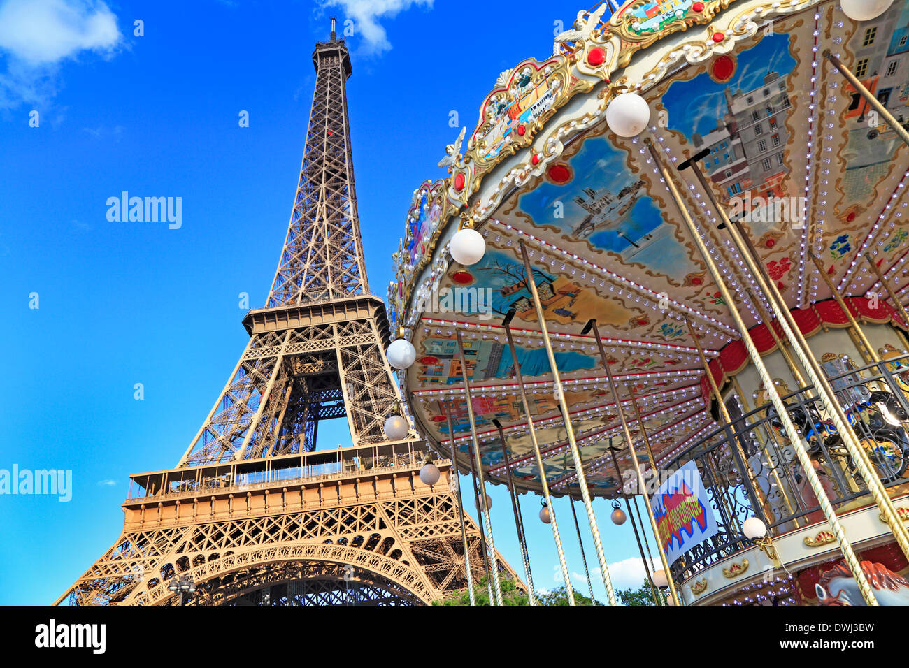 Eiffel Tower, Carousel, France Stock Photo