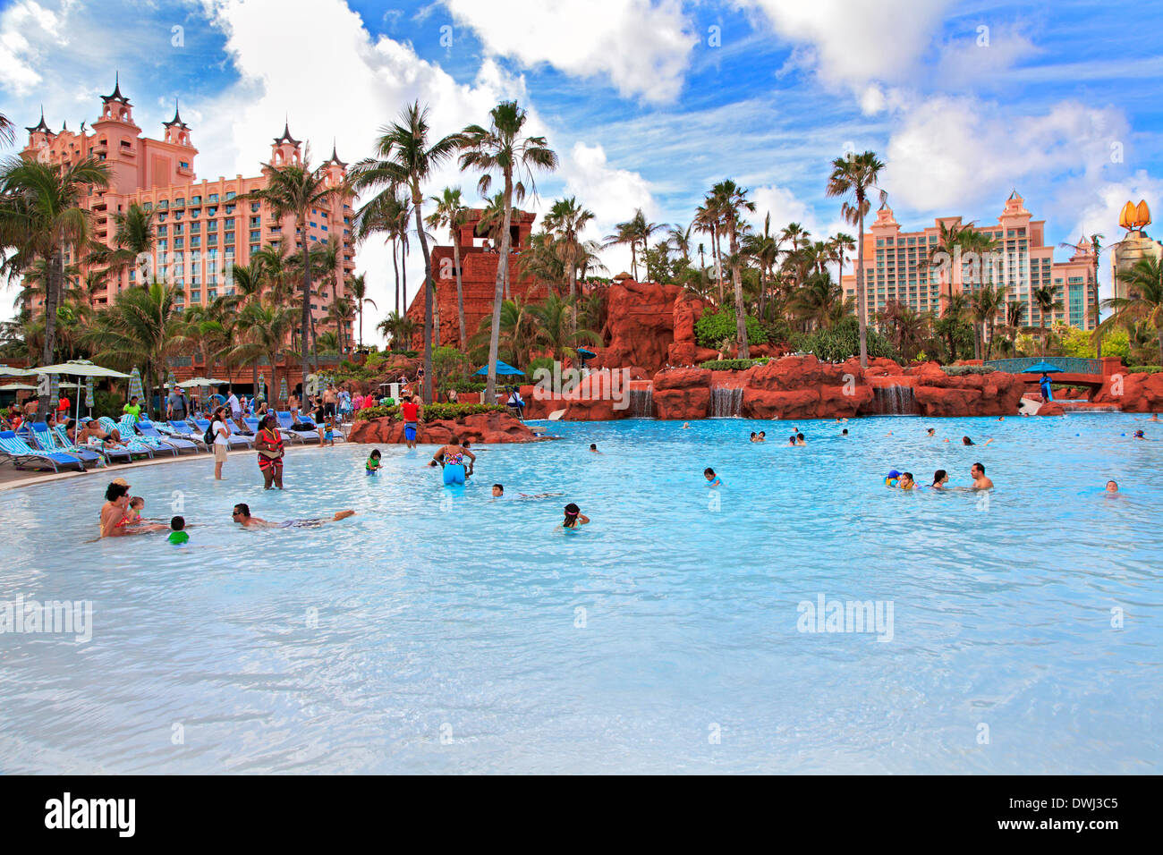 Paradise Island, Atlantis, Swimming Pool, Nassau, Bahamas Stock Photo