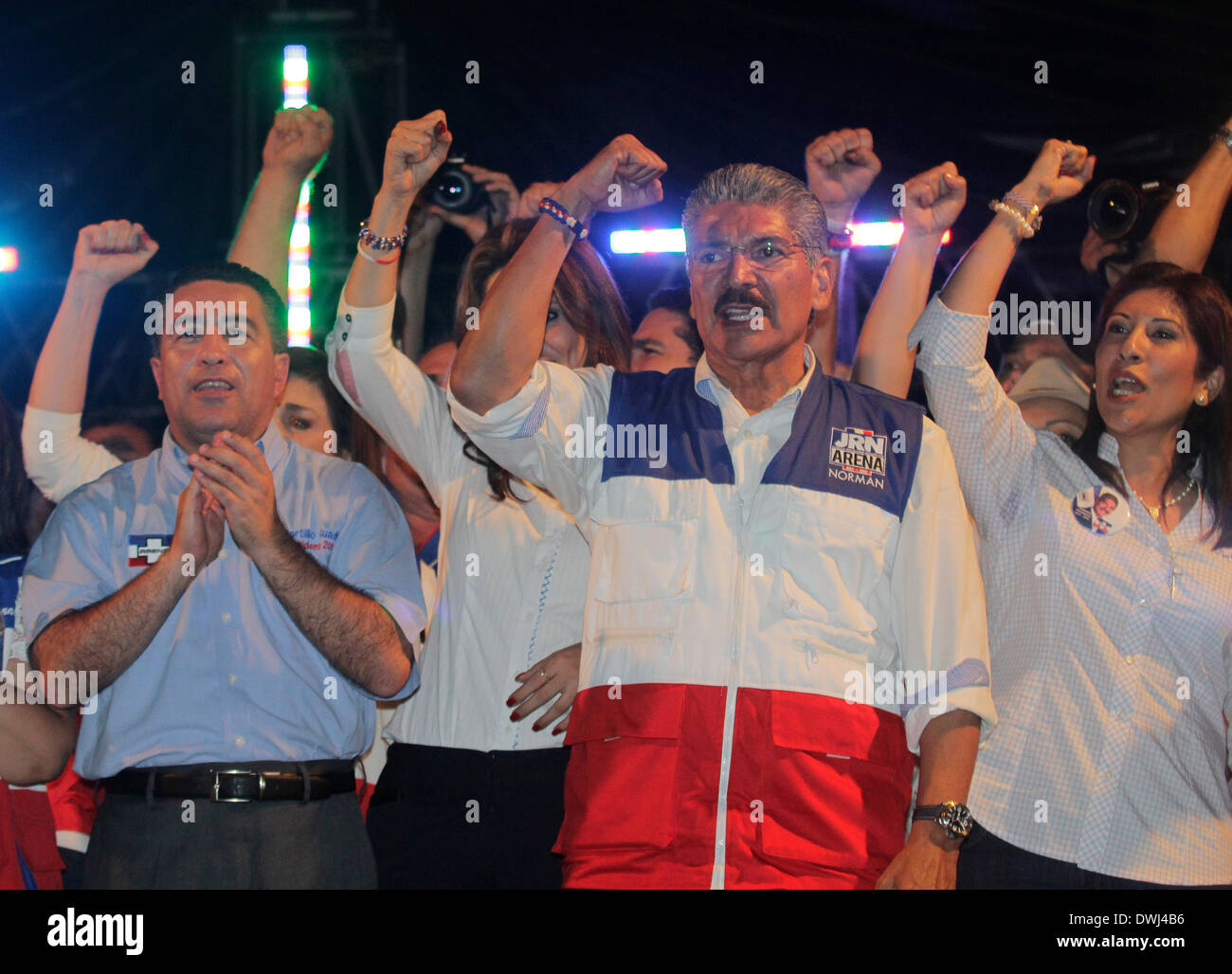 San Salvador, El Salvador. 10th Mar, 2014. Presidential candidate for the Nationalist Republican Alliance Credit:  Xinhua/Alamy Live News Stock Photo
