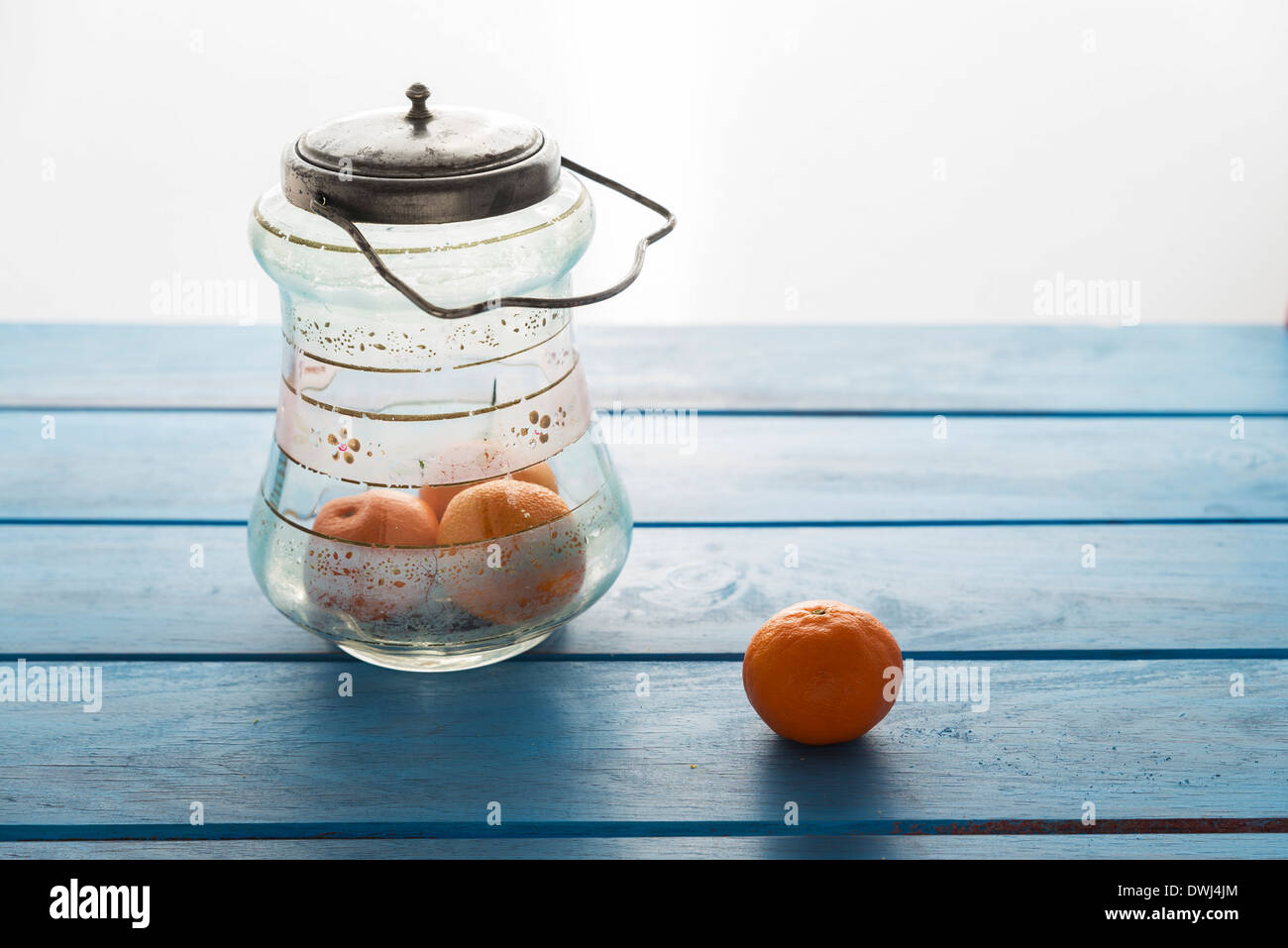 old glass jar with mandarin oranges Stock Photo Alamy