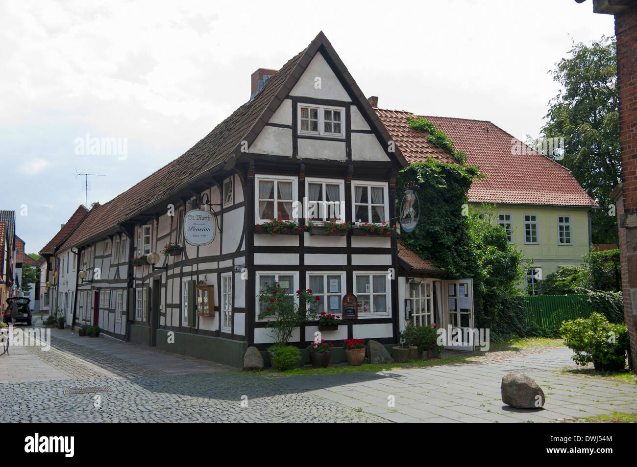 Half-timbered house, Nienburg Stock Photo