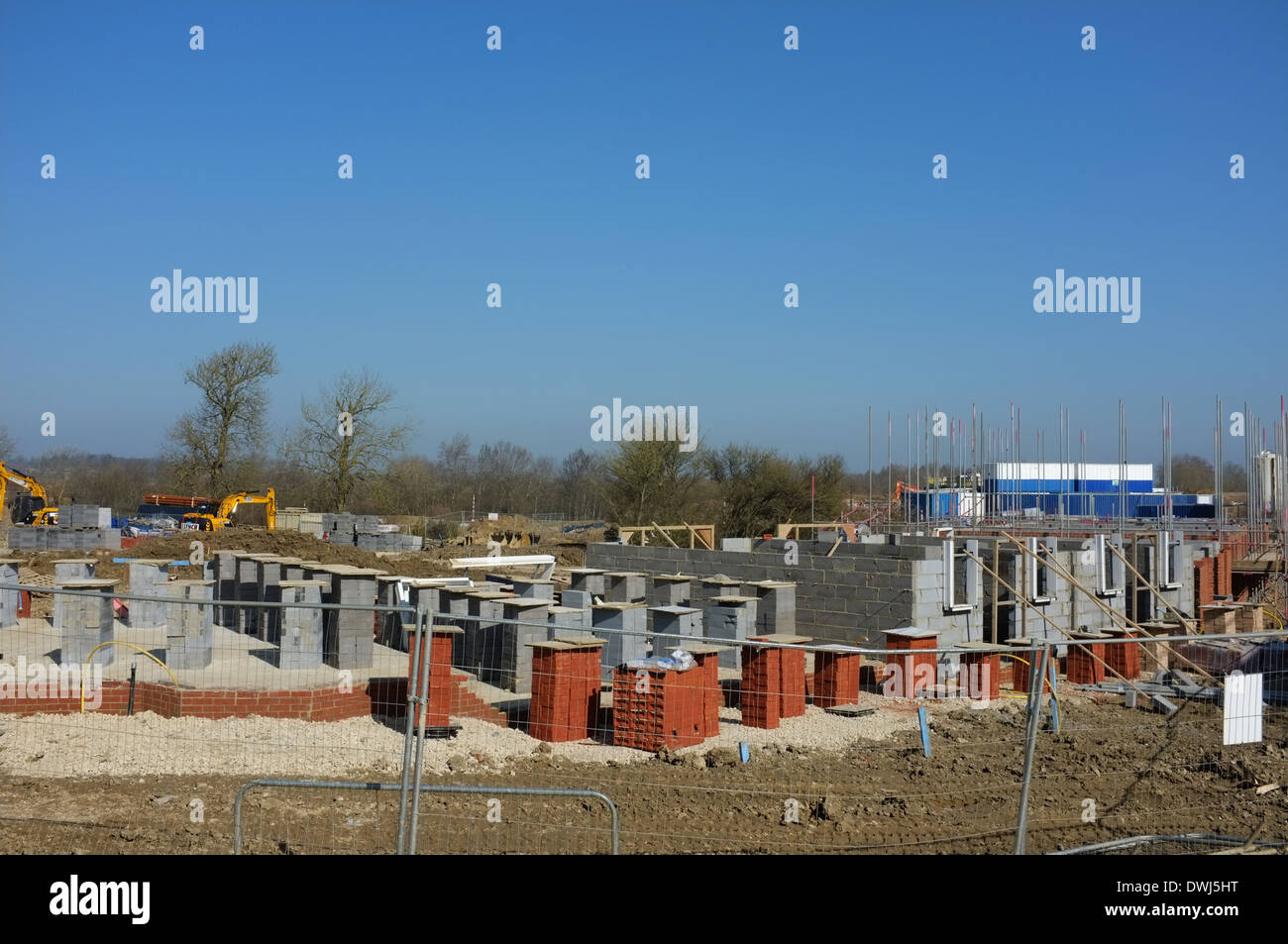 Building a new housing estate near Buckingham in north Buckinghamshire UK Stock Photo