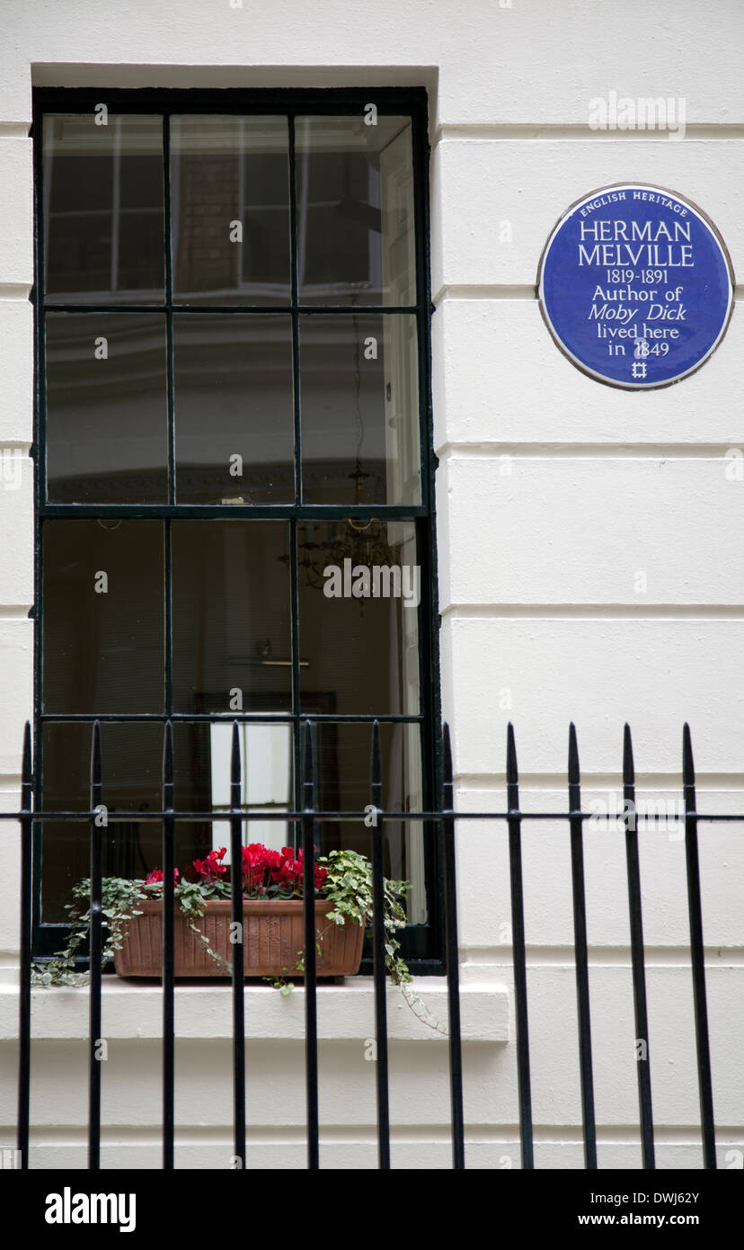 Herman Melville Blue Plaque on 25 Craven Street in London UK Stock Photo