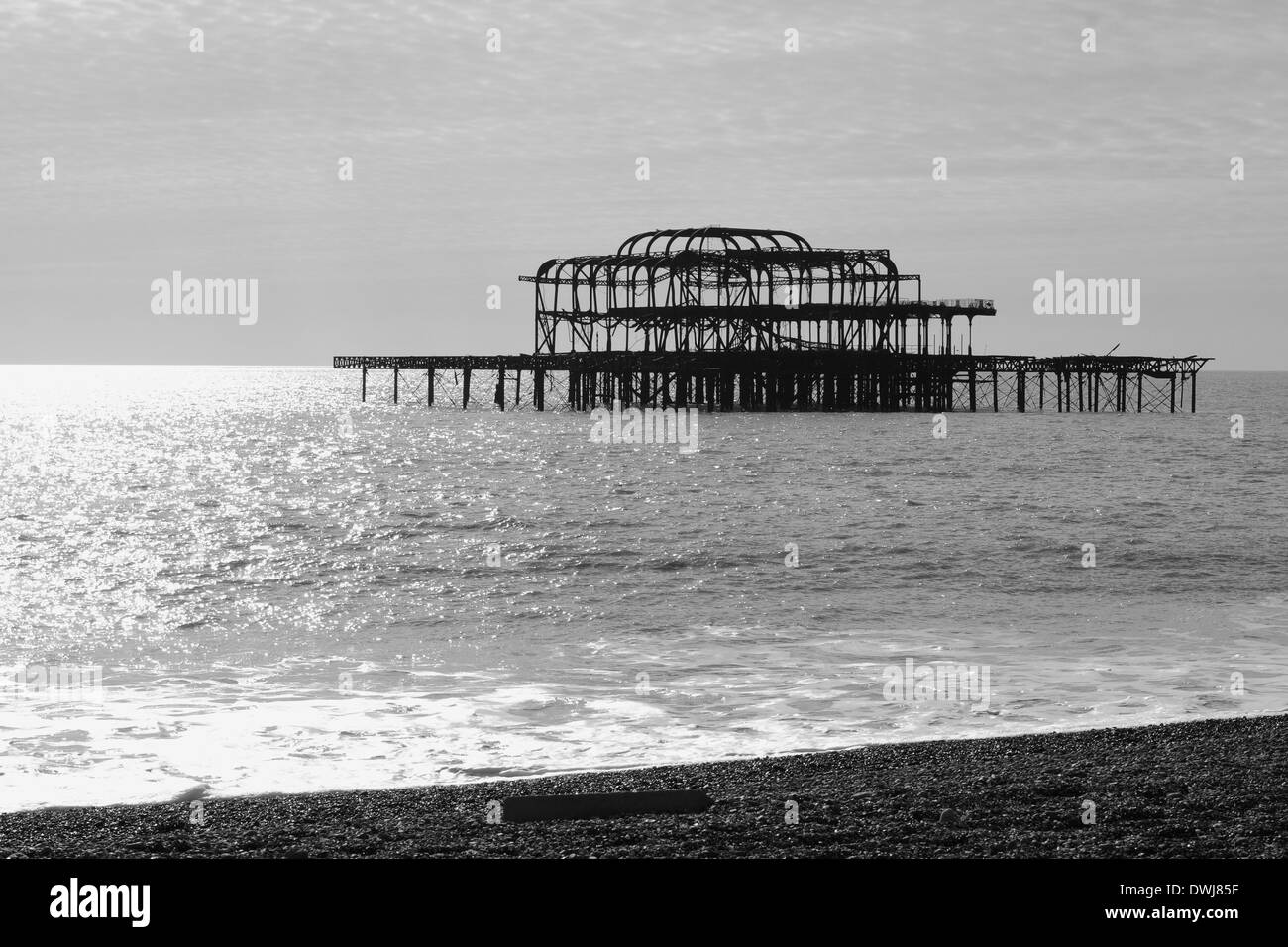 Brighton's old West Pier Stock Photo