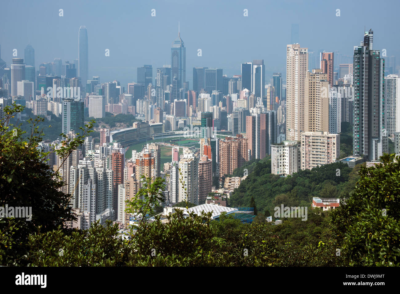 View of Hong Kong and Happy Valley from Jardine's Lookout Stock Photo