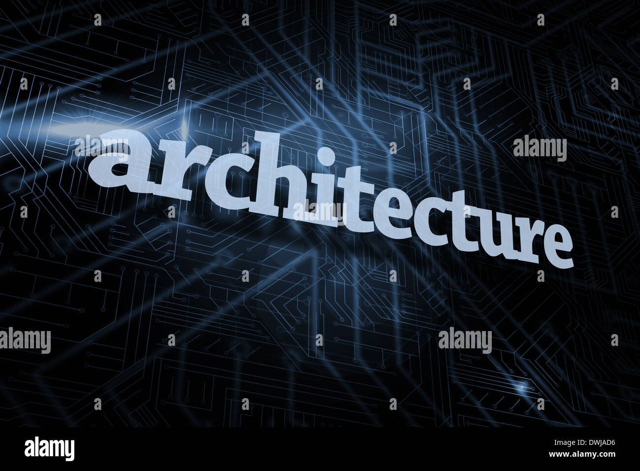 Architecture against futuristic black and blue background Stock Photo ...