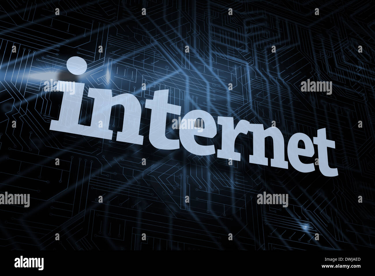 Internet against futuristic black and blue background Stock Photo - Alamy