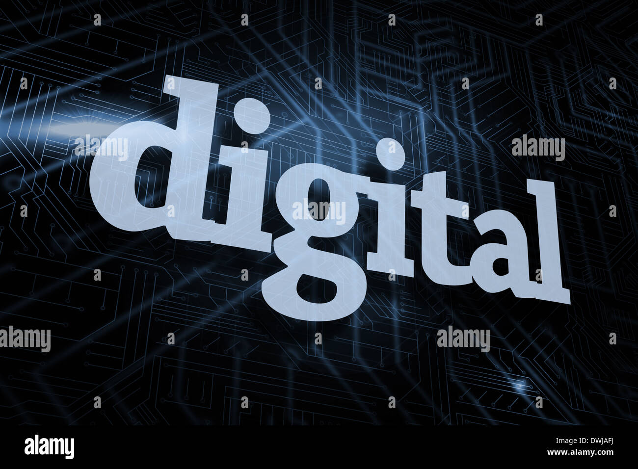 Digital against futuristic black and blue background Stock Photo - Alamy