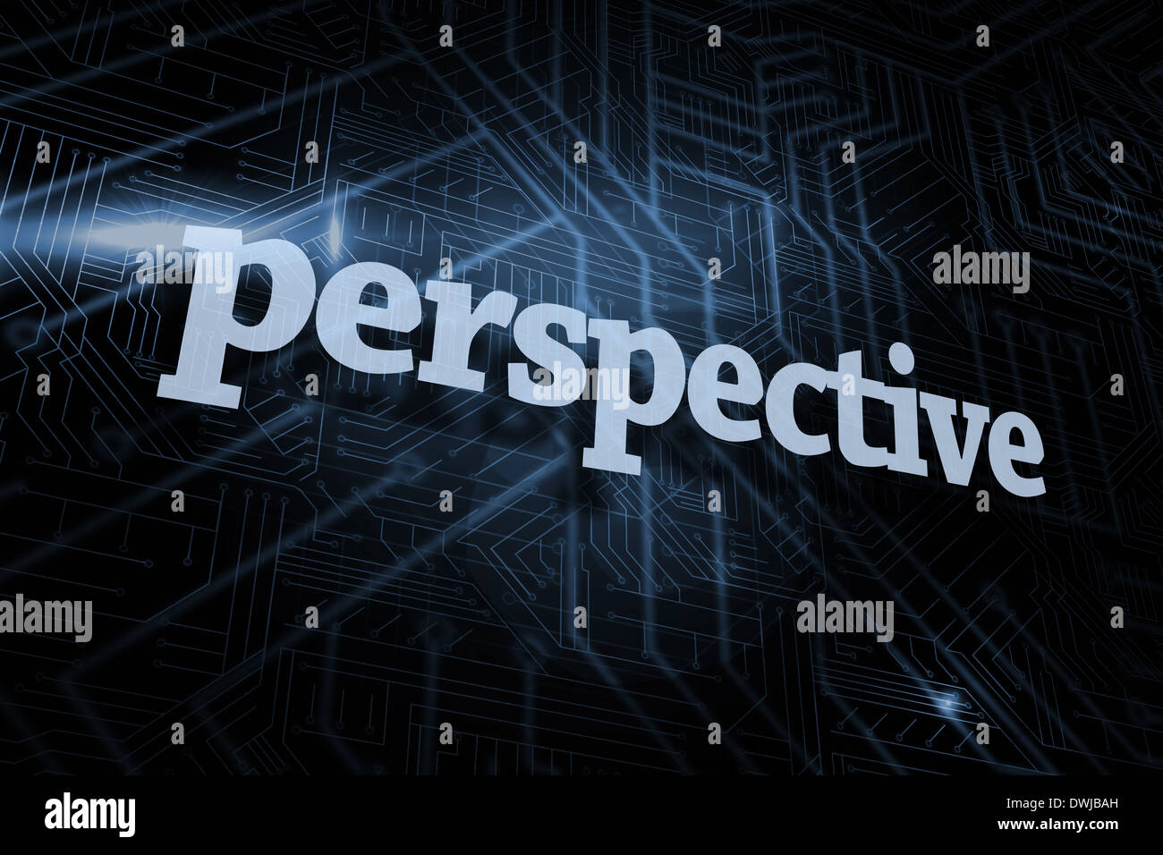 Perspective against futuristic black and blue background Stock Photo ...