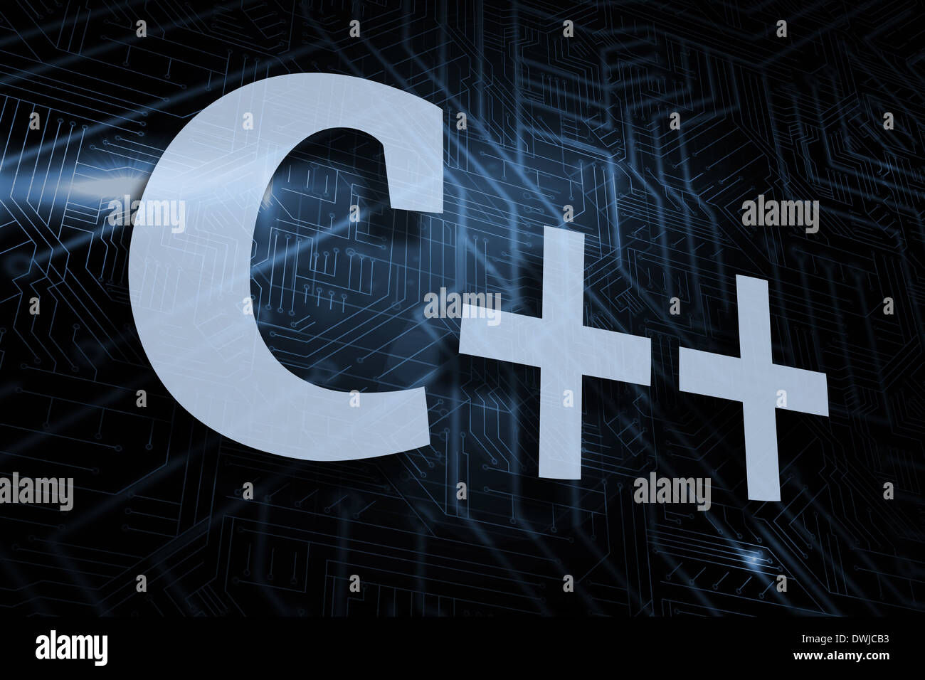 C++ against futuristic black and blue background Stock Photo - Alamy