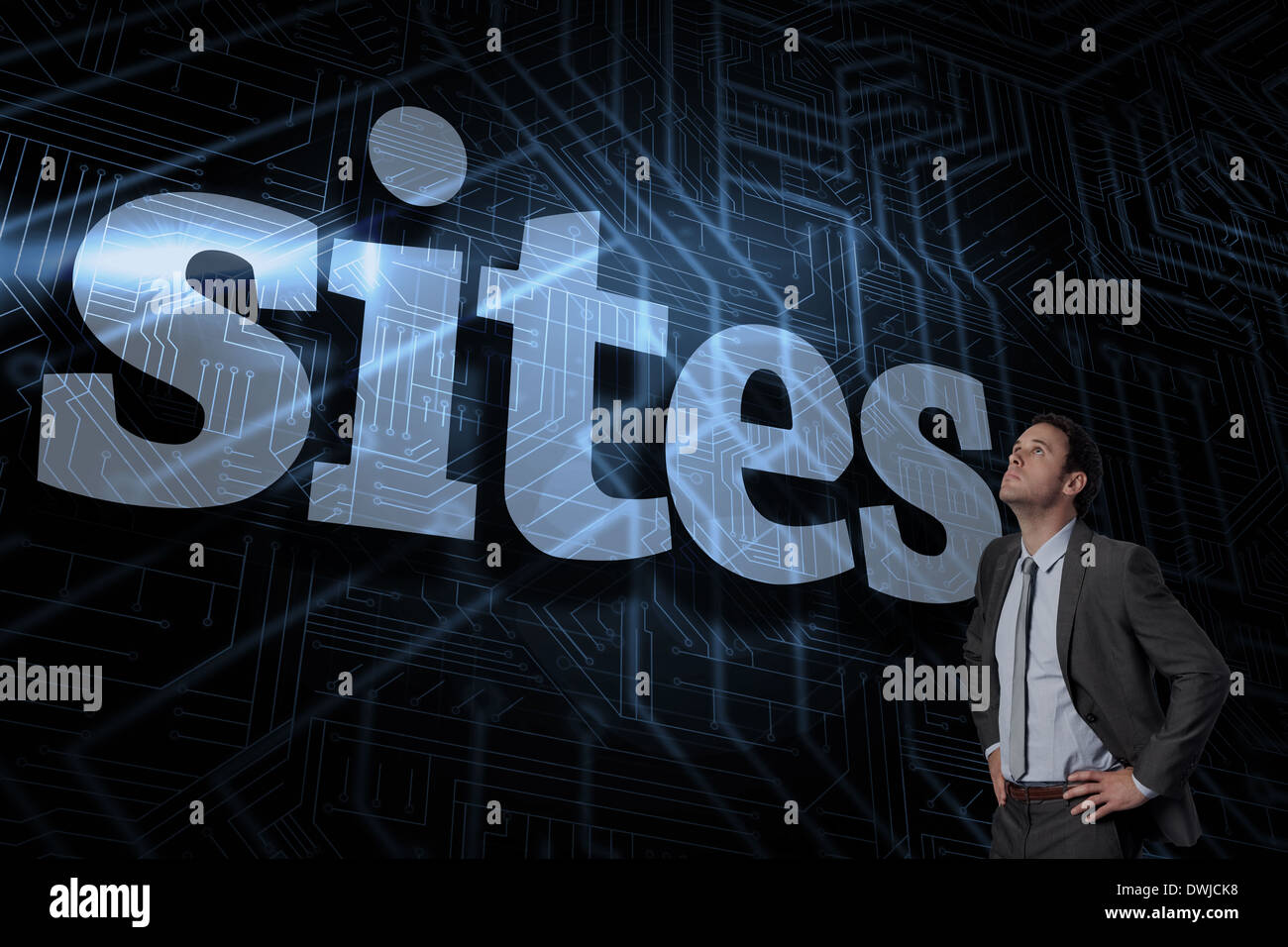 Sites against futuristic black and blue background Stock Photo - Alamy