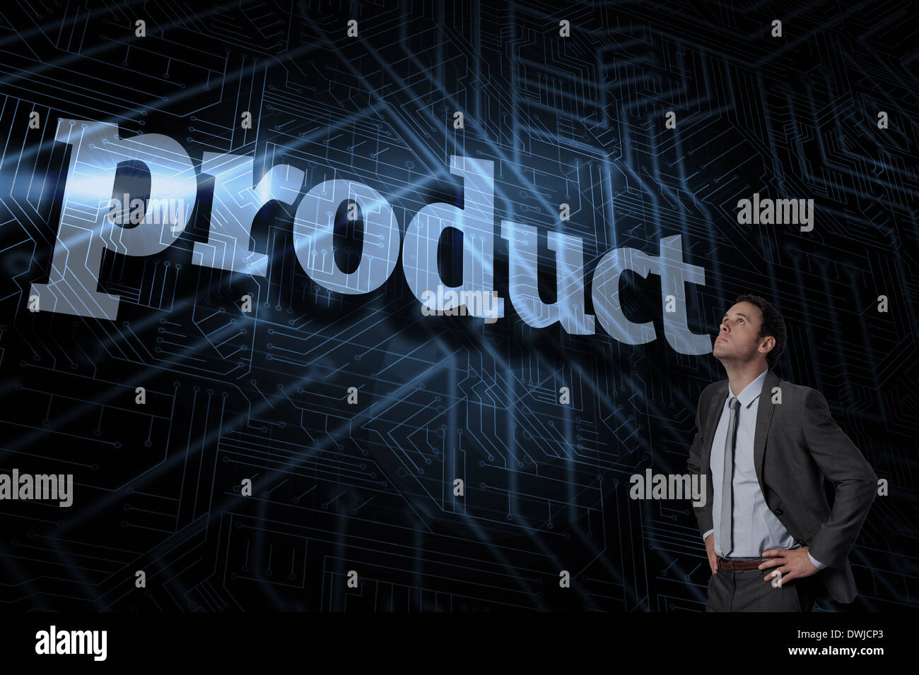 Product against futuristic black and blue background Stock Photo - Alamy