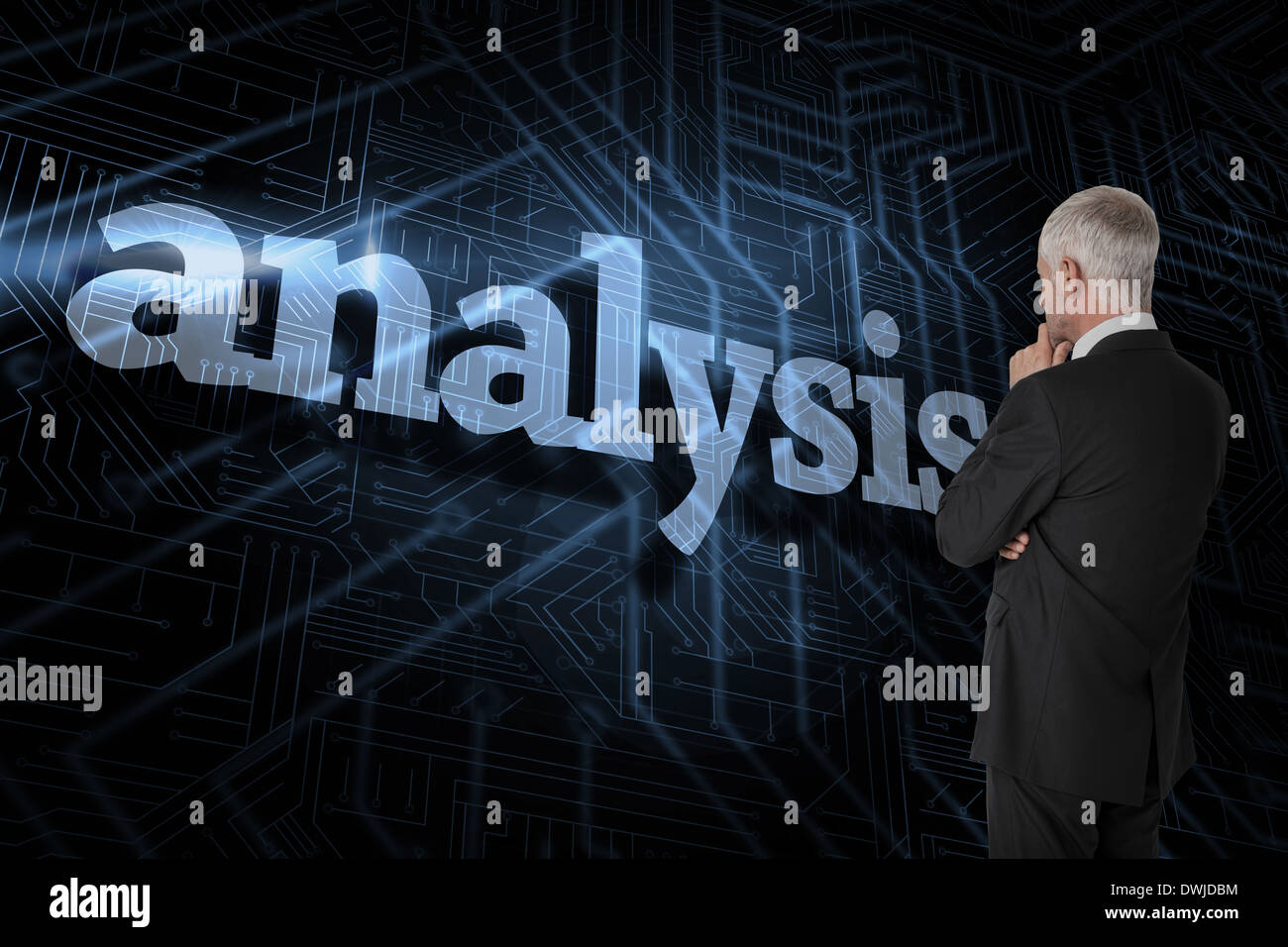 Analysis against futuristic black and blue background Stock Photo - Alamy
