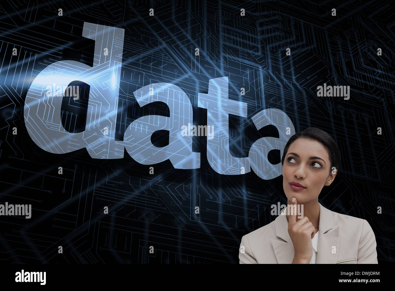 Data against futuristic black and blue background Stock Photo - Alamy