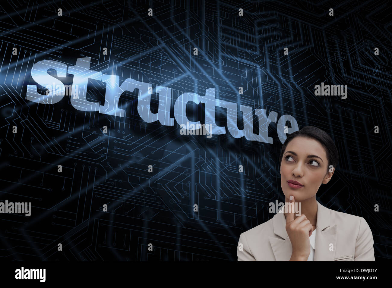 Structure against futuristic black and blue background Stock Photo