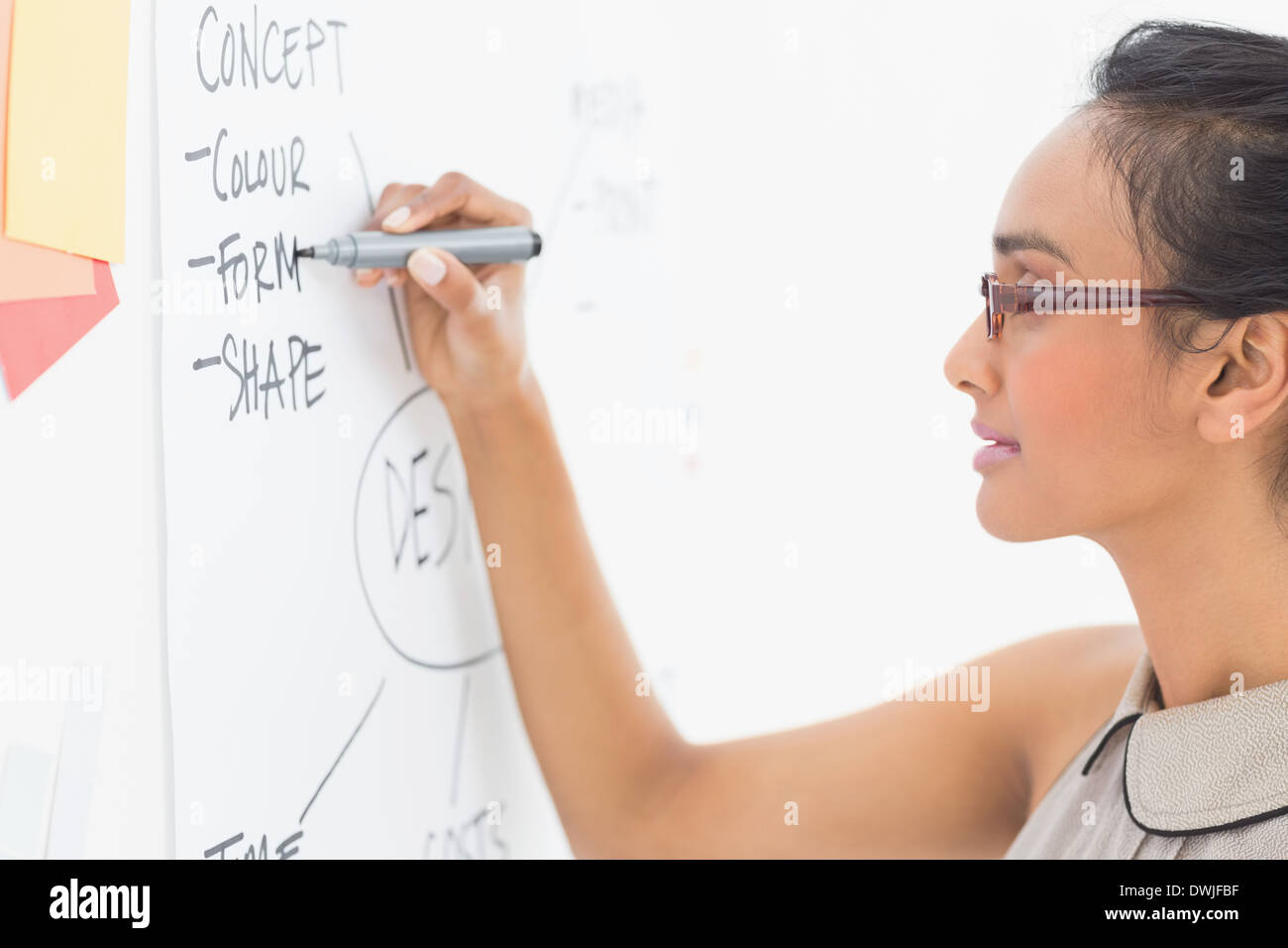 Designer writing on whiteboard Stock Photo