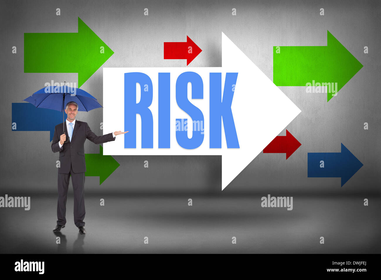 Risk against arrows pointing Stock Photo - Alamy