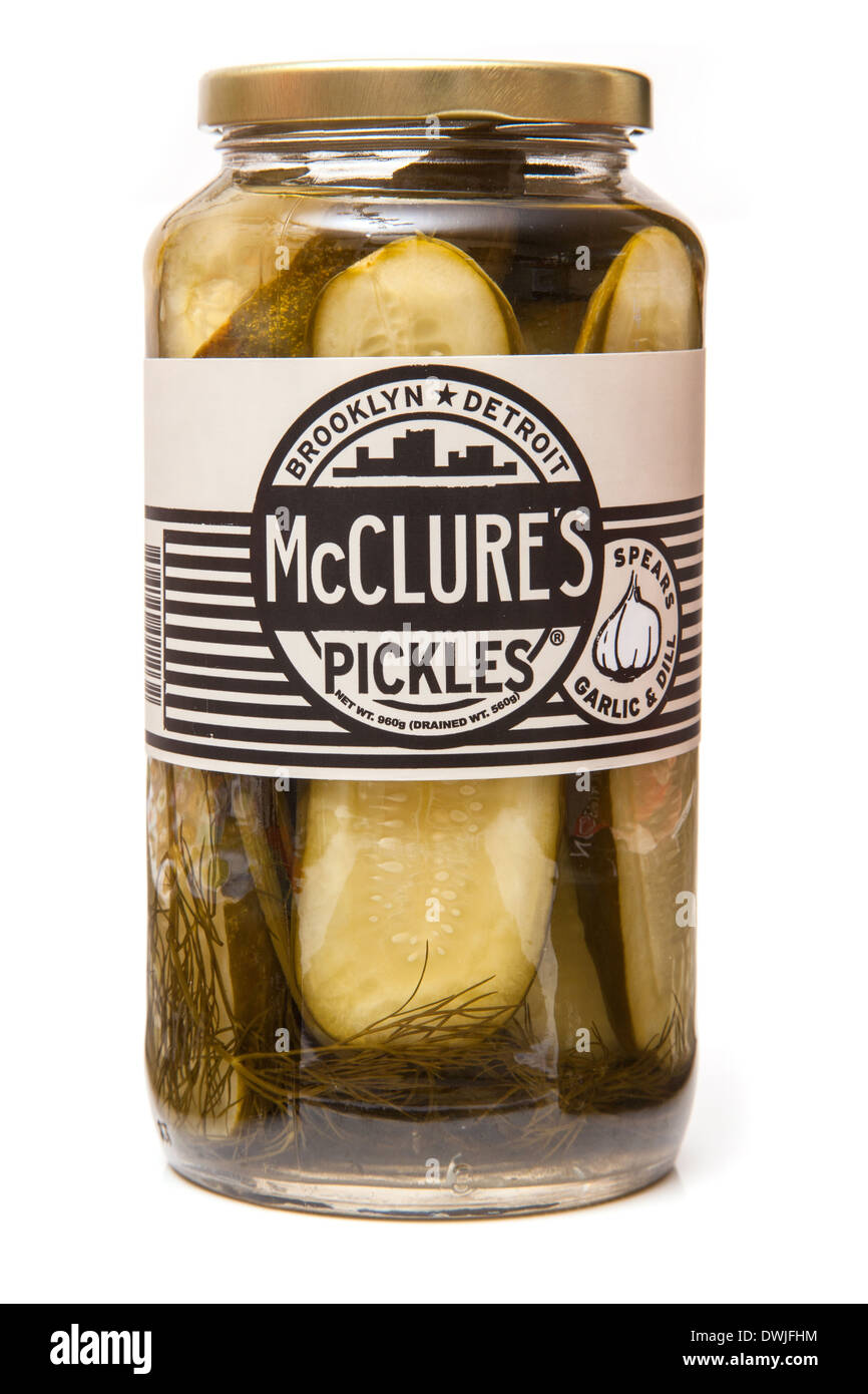 Jar of McClure's Pickles isolated on a white studio background Stock ...