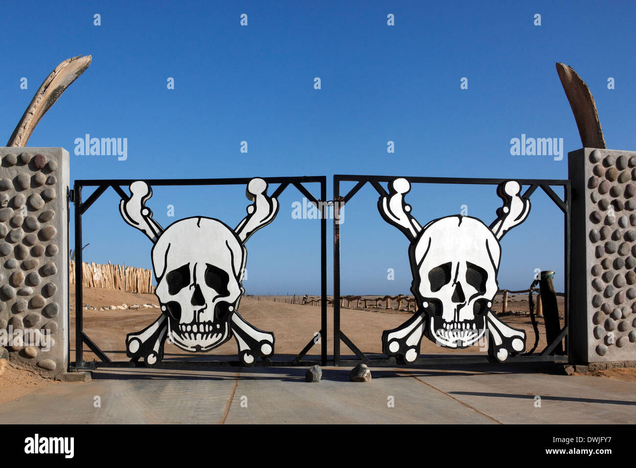 Entrance to the Skeleton Coast National Park in the Namib-Naukluft Desert in Namibia Stock Photo