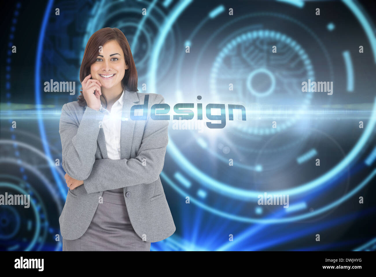 Design against futuristic technological background Stock Photo
