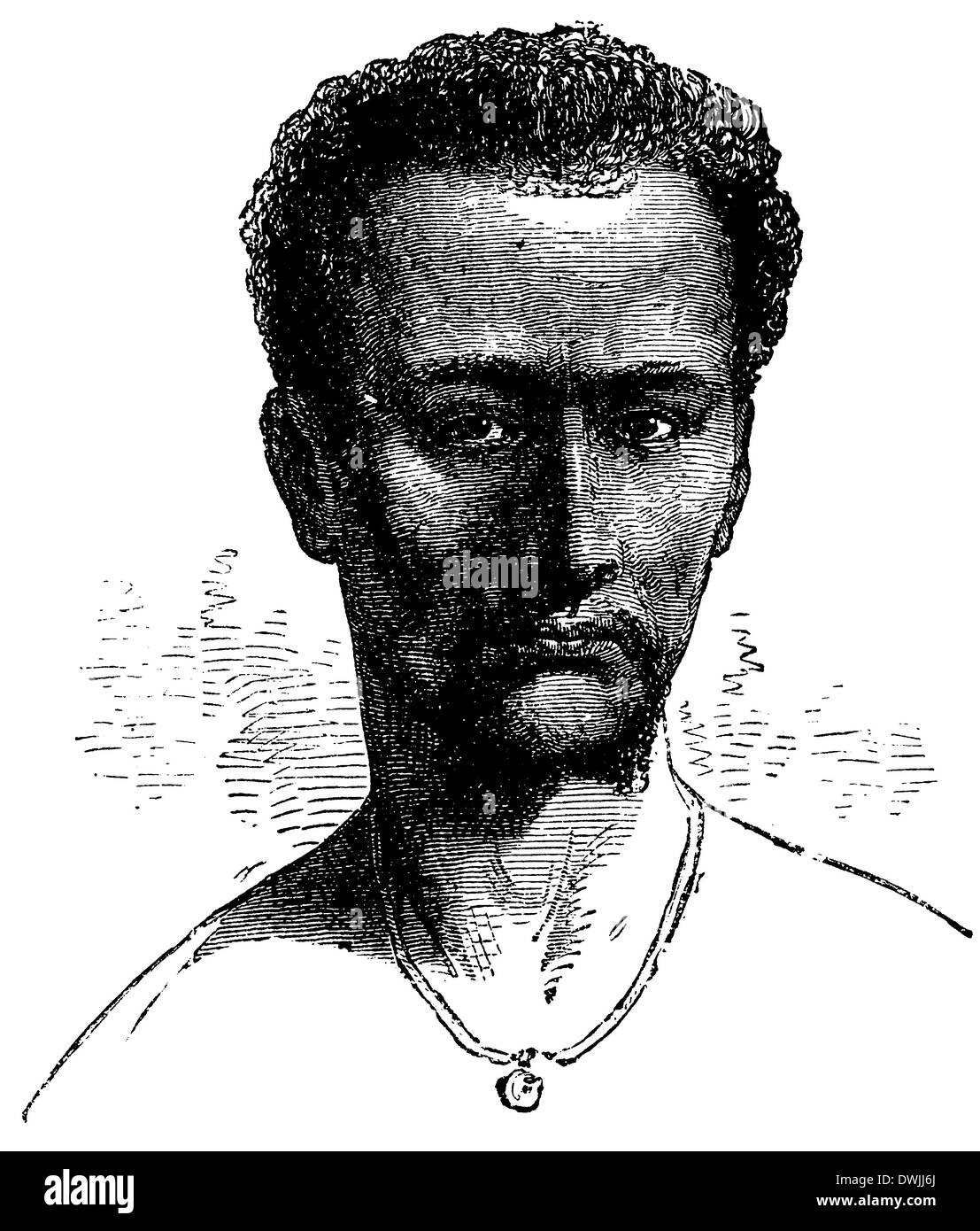 Abessinier, Porträt eines Mannes aus Abessinien auf dem Gebiet der heutigen Staaten Äthiopien und Eritrea Stock Photo