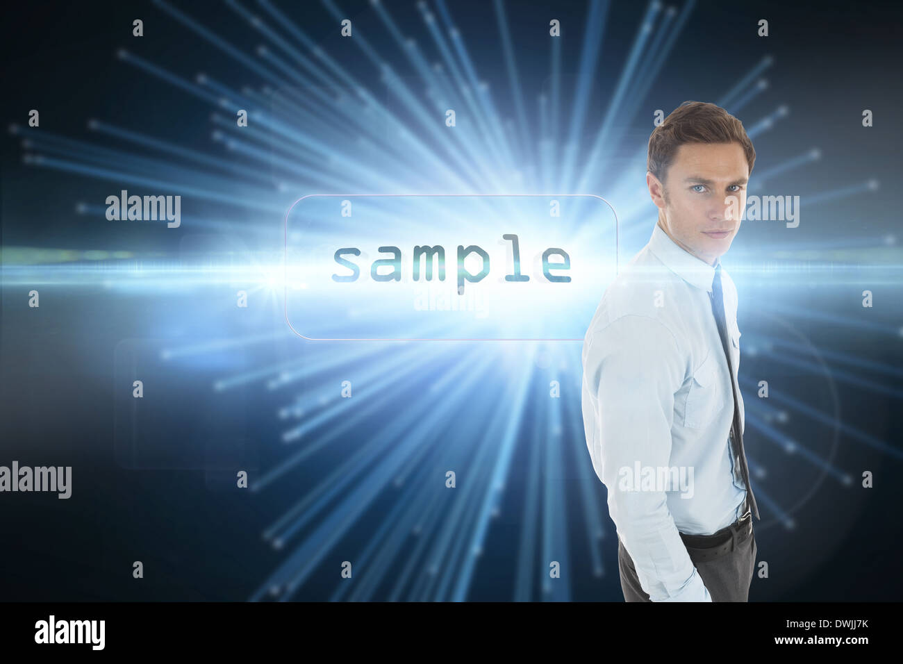 Sample against abstract technology background Stock Photo Alamy
