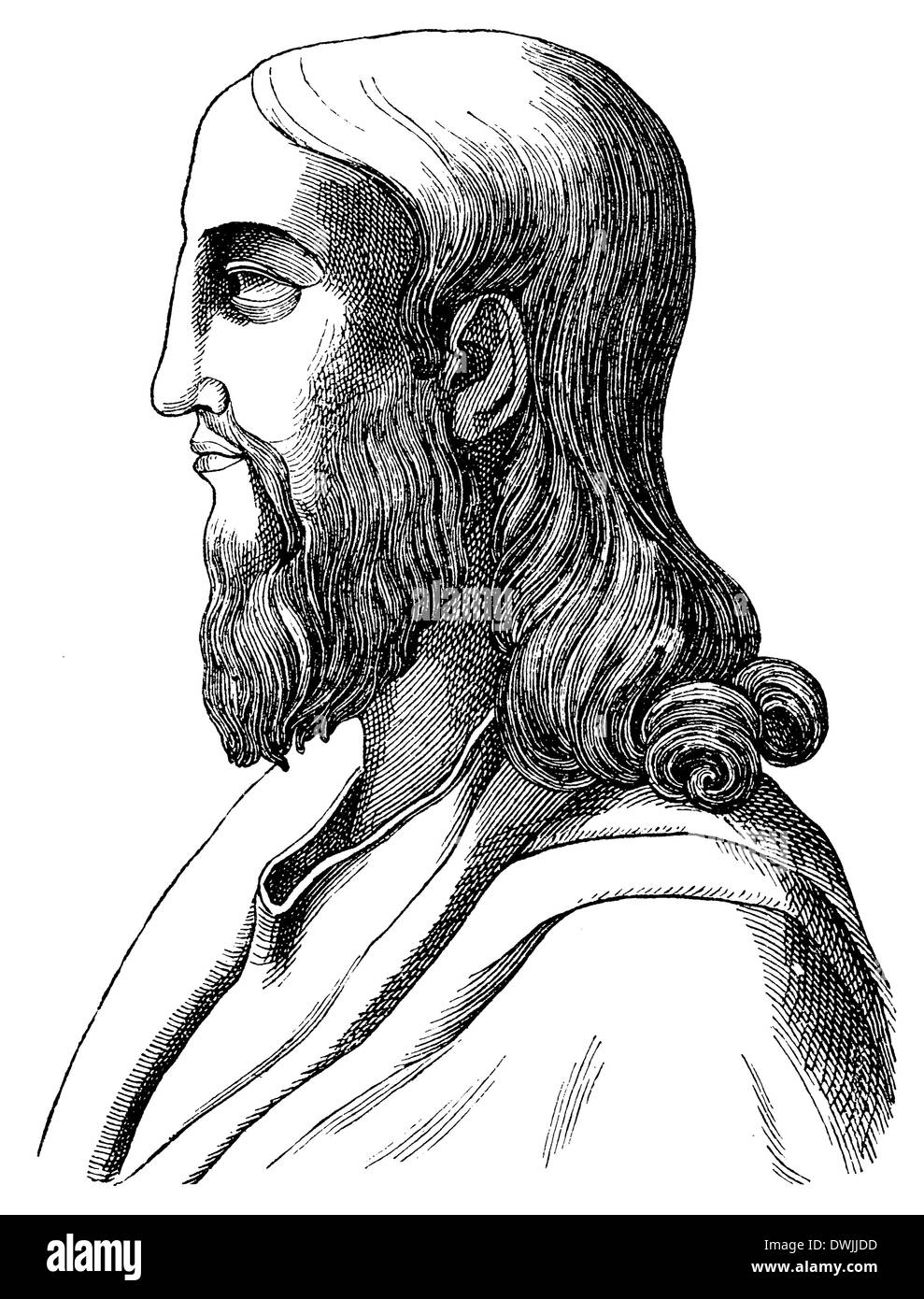 Byzantine image of Christ from the 6th century Stock Photo