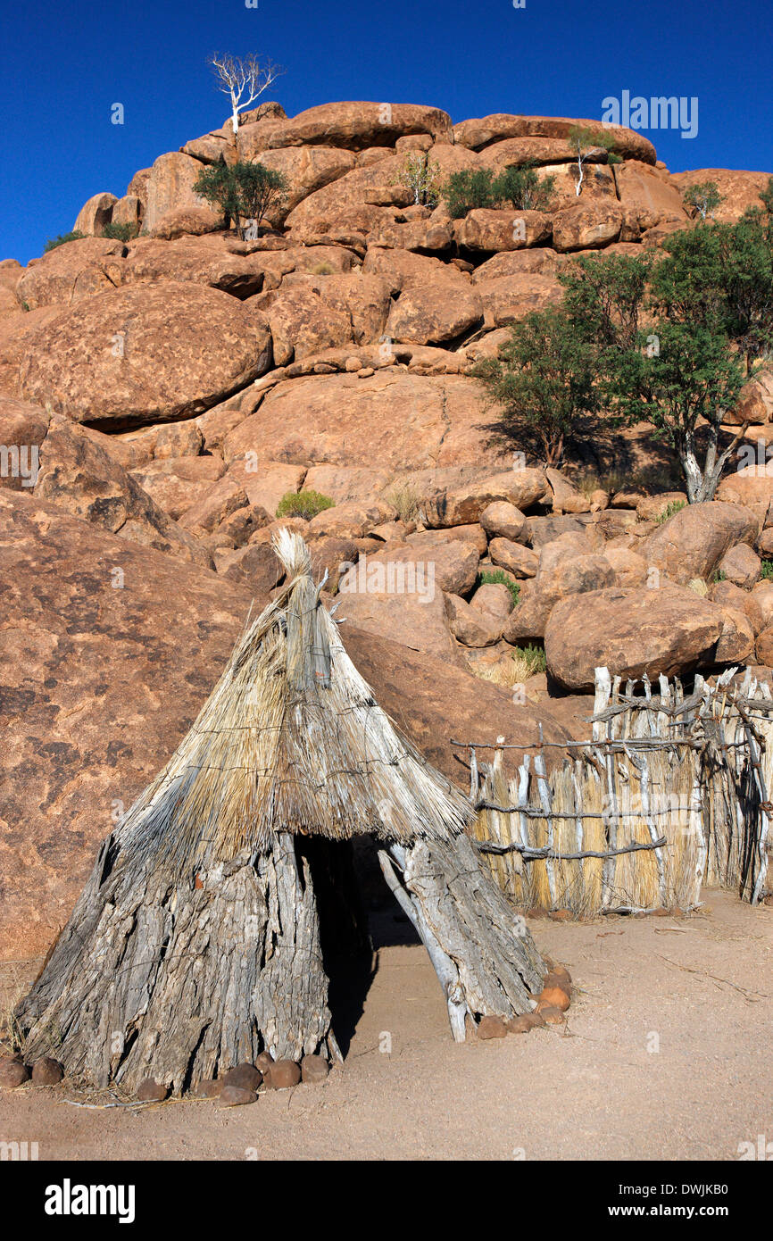 Namibian bushman dwelling in Damaraland in Namibia Stock Photo