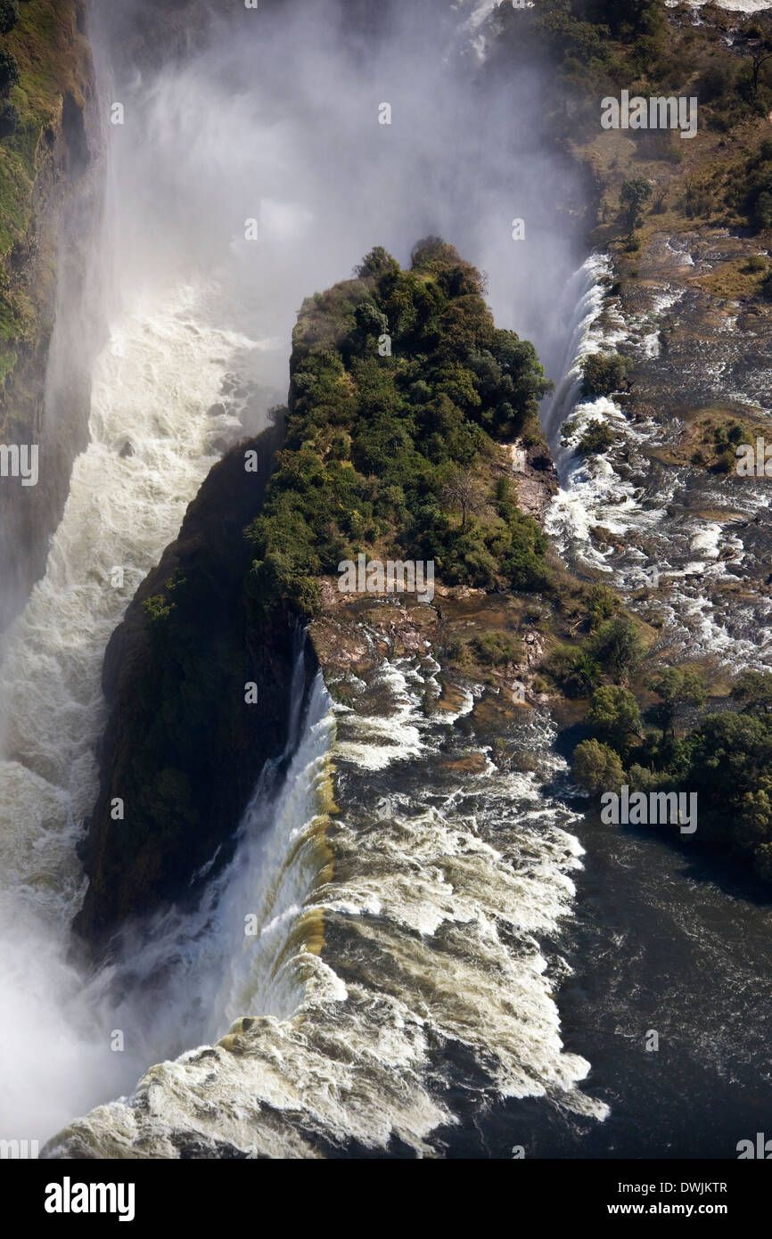 Aerial view of Victoria Falls on the border of Zimbabwe and Zambia Stock Photo