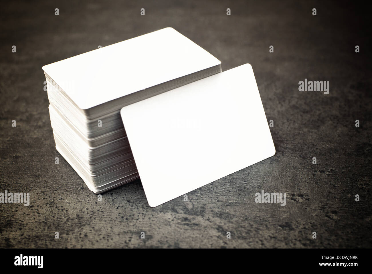 Business cards with rounded corners. Stack of blank horizontal business ...