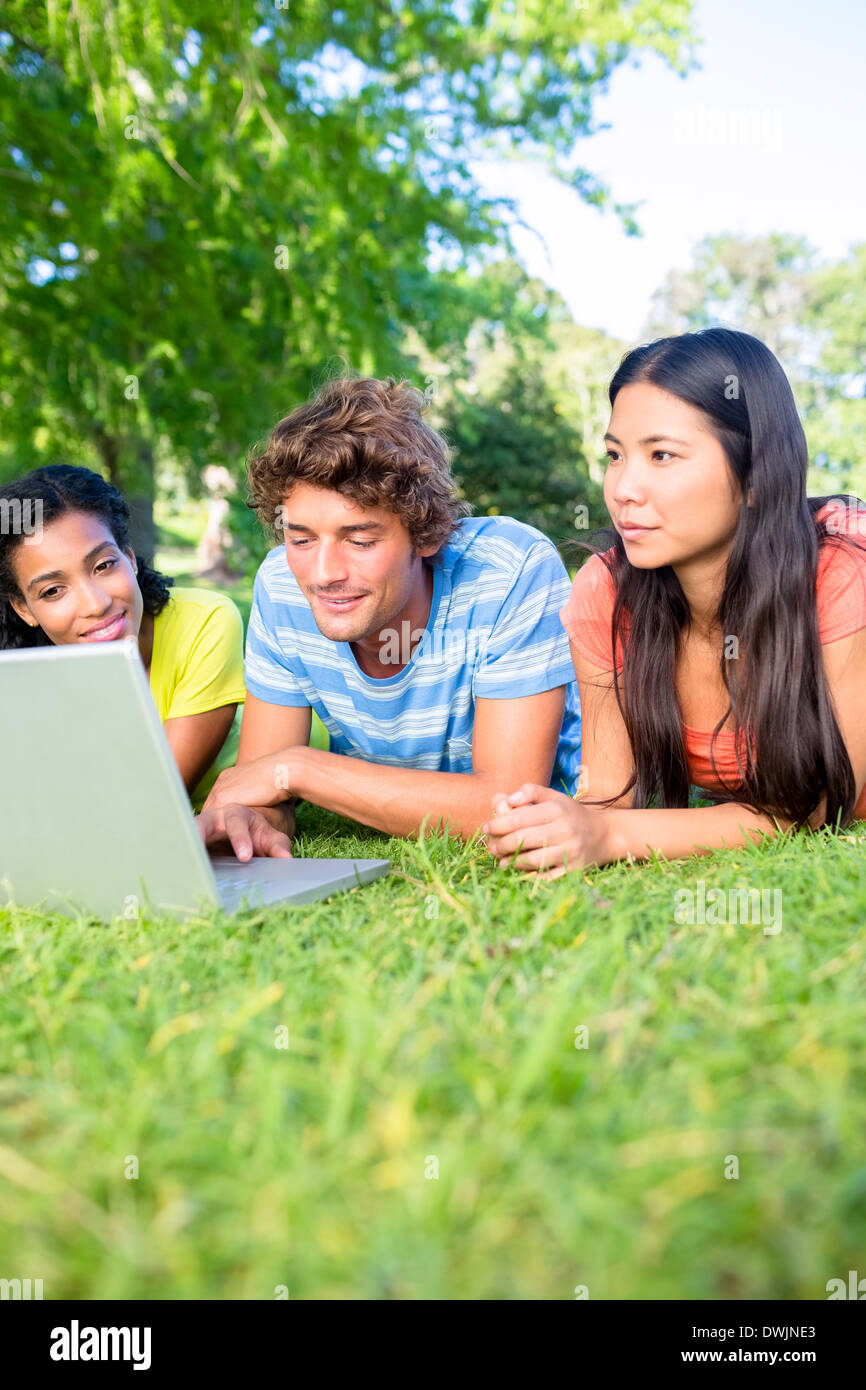 College students using laptop Stock Photo