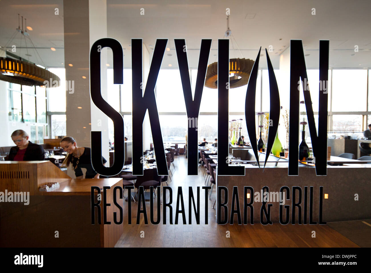 The Skylon rooftop restaurant, bar & grill, inside the Royal Festival Hall. The Southbank complex, London. Stock Photo