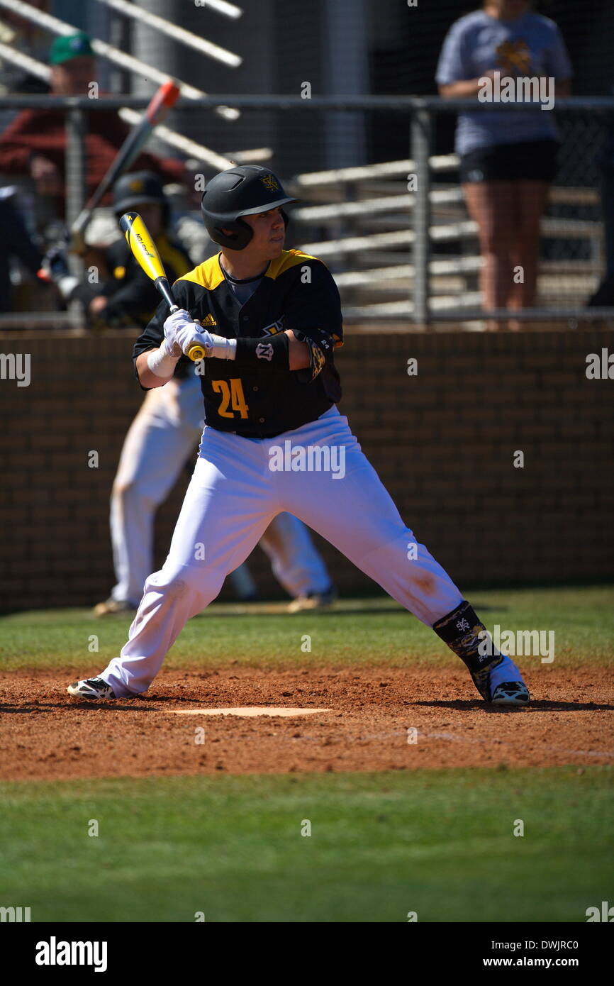 Kennesaw, Georgia, USA.  March 8, 2014 -- Matt Bahnick (24) at bat during the first game of Saturday's doubleheader between Columbia University and Kennesaw State University. The teams split the doubleheader. Credit:  Wayne Hughes | Alamy Live News Stock Photo