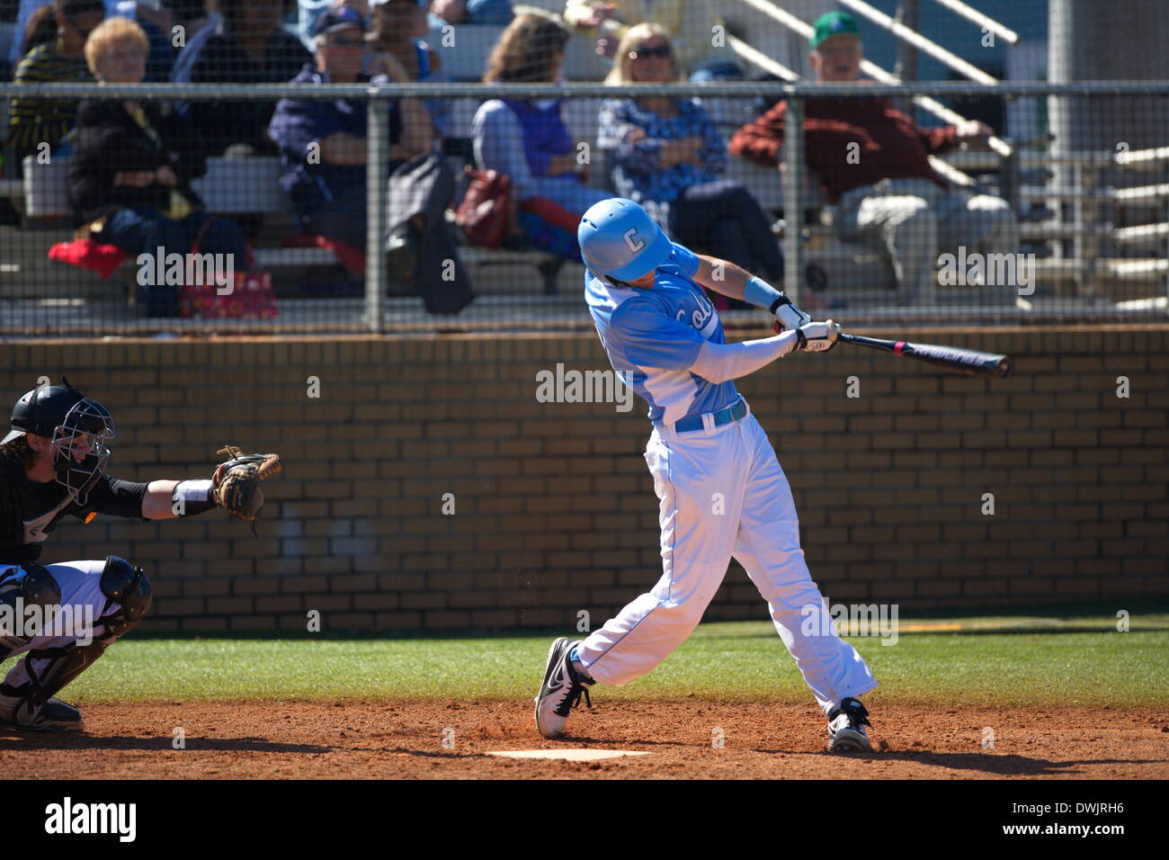 Kennesaw, Georgia, USA.  March 8, 2014 -- Columbia shortstop Aaron Silbar (10) at bat during the first game of Saturday's doubleheader between Columbia University and Kennesaw State University. The teams split the doubleheader. Credit:  Wayne Hughes | Alamy Live News Stock Photo
