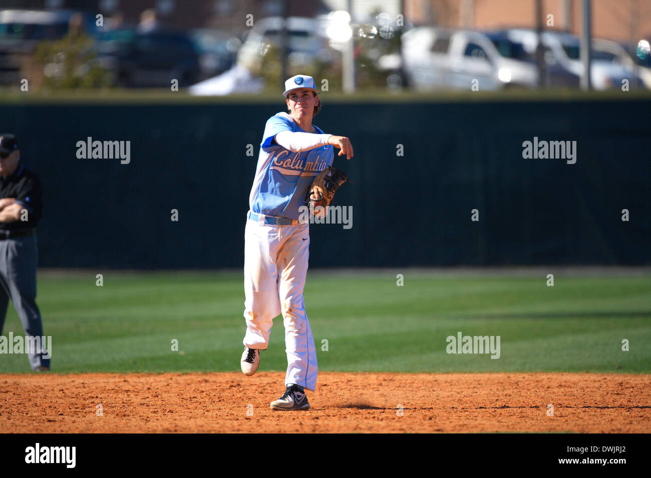 Kennesaw, Georgia, USA.  March 8, 2014 -- Columbia shortstop Aaron Silbar (10) during the first game of Saturday's doubleheader between Columbia University and Kennesaw State University. The teams split the doubleheader. Credit:  Wayne Hughes | Alamy Live News Stock Photo