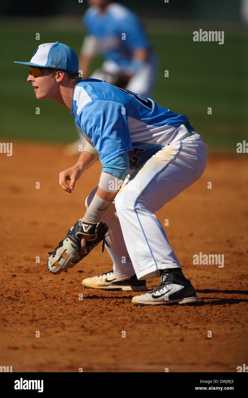 Kennesaw, Georgia, USA.  March 8, 2014 -- Columbia firstbaseman Matt Bahnik (24) during the first game of Saturday's doubleheader between Columbia University and Kennesaw State University. The teams split the doubleheader. Credit:  Wayne Hughes | Alamy Live News Stock Photo