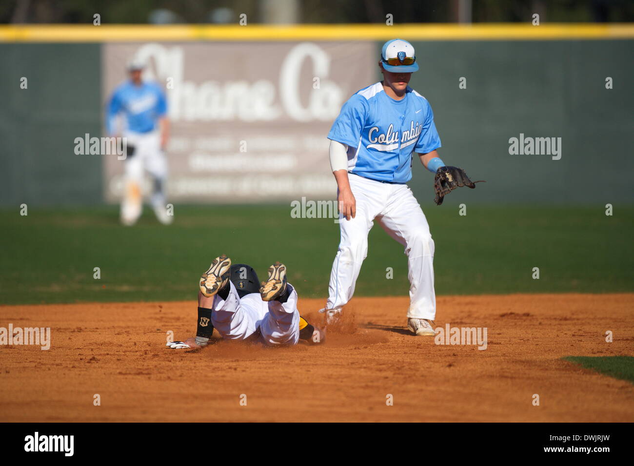 Kennesaw, Georgia, USA.  March 8, 2014 -- Columbia secondbaseman Kyle Bartelman (6) during Saturday's doubleheader between Columbia University and Kennesaw State University. The teams split the doubleheader.  Columbia one the first game 9-3.  KSU won the night cap 15-1. Credit:  Wayne Hughes | Alamy Live News Stock Photo