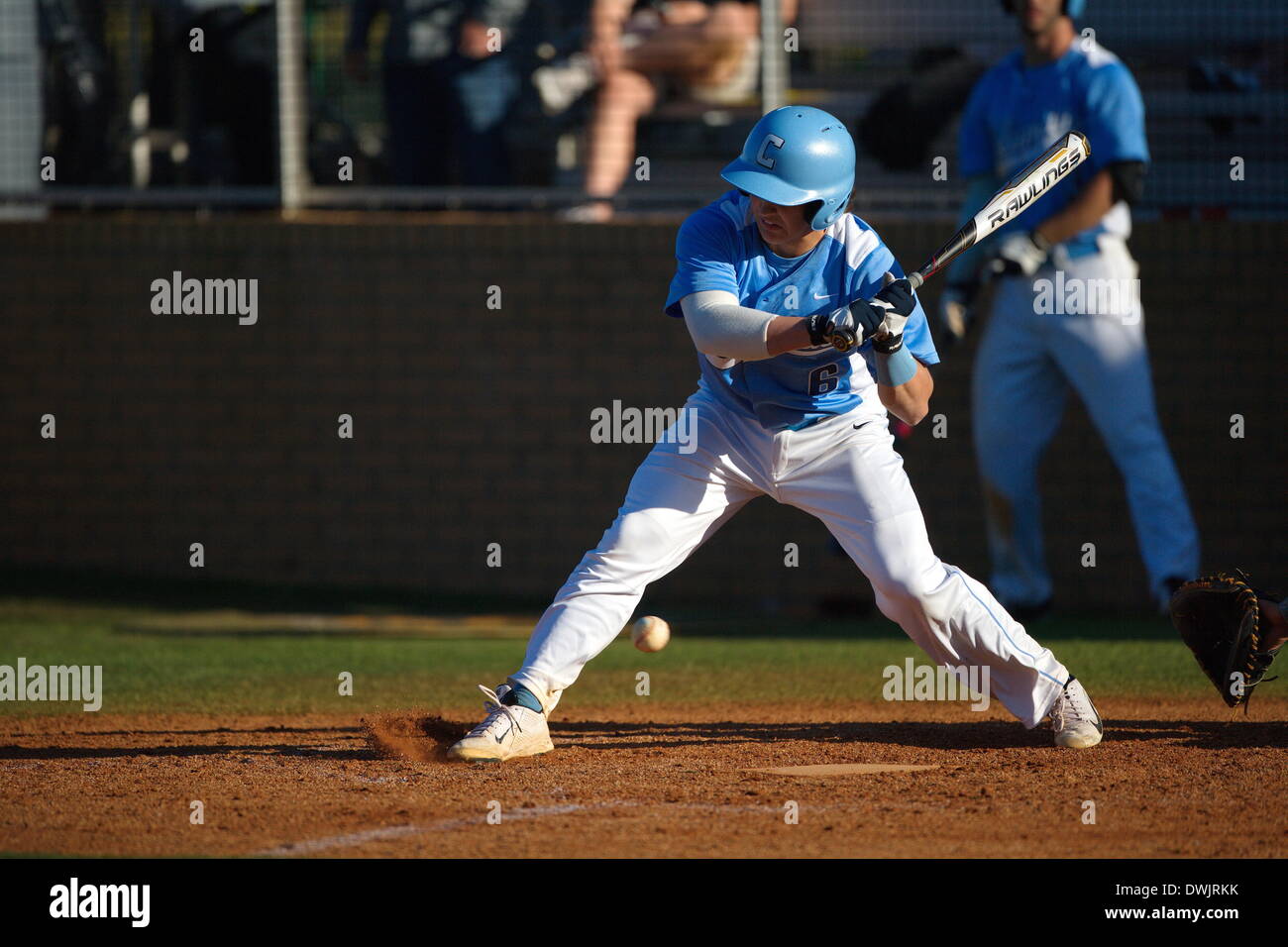 Kennesaw, Georgia, USA.  March 8, 2014 -- Columbia's Kyle Bartelman (6) at bat during Saturday's doubleheader between Columbia University and Kennesaw State University.  The teams split the doubleheader.  Columbia one the first game 9-3.  KSU won the night cap 15-1. Credit:  Wayne Hughes | Alamy Live News Stock Photo