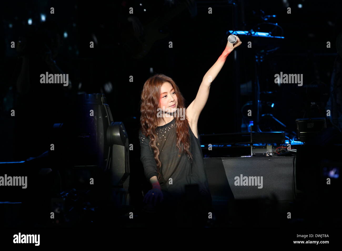 Hong Kong, China. 7th Mar, 2014. Singer Cheer Chan performs at her ...