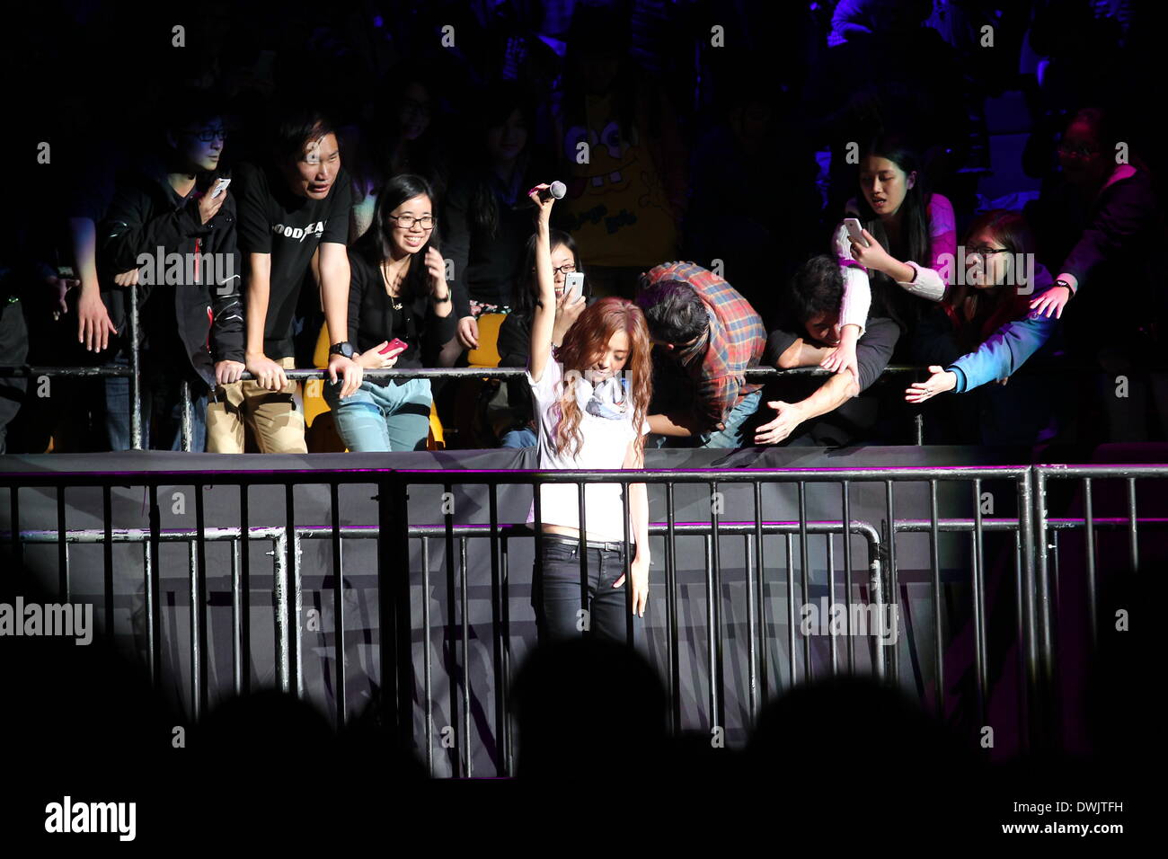 Hong Kong, China. 7th Mar, 2014. Singer Cheer Chan performs at her ...