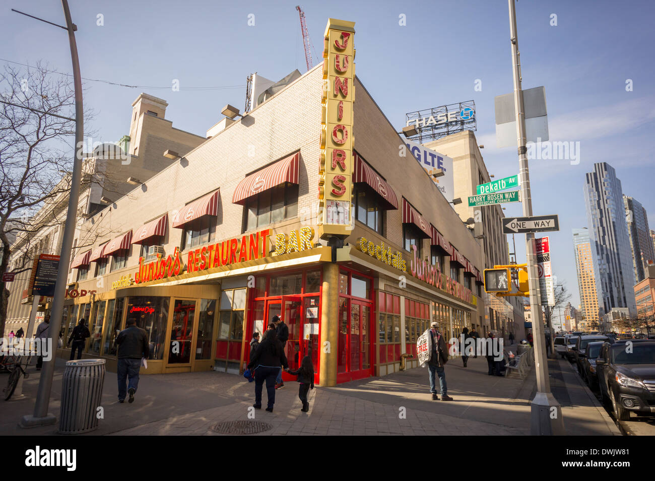 Junior's Restaurant on Flatbush Avenue in Downtown Brooklyn in New York Stock Photo