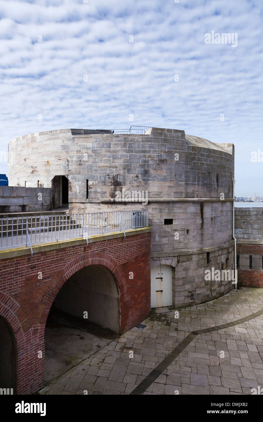 Round Tower fortification in Old Portsmouth. Stock Photo