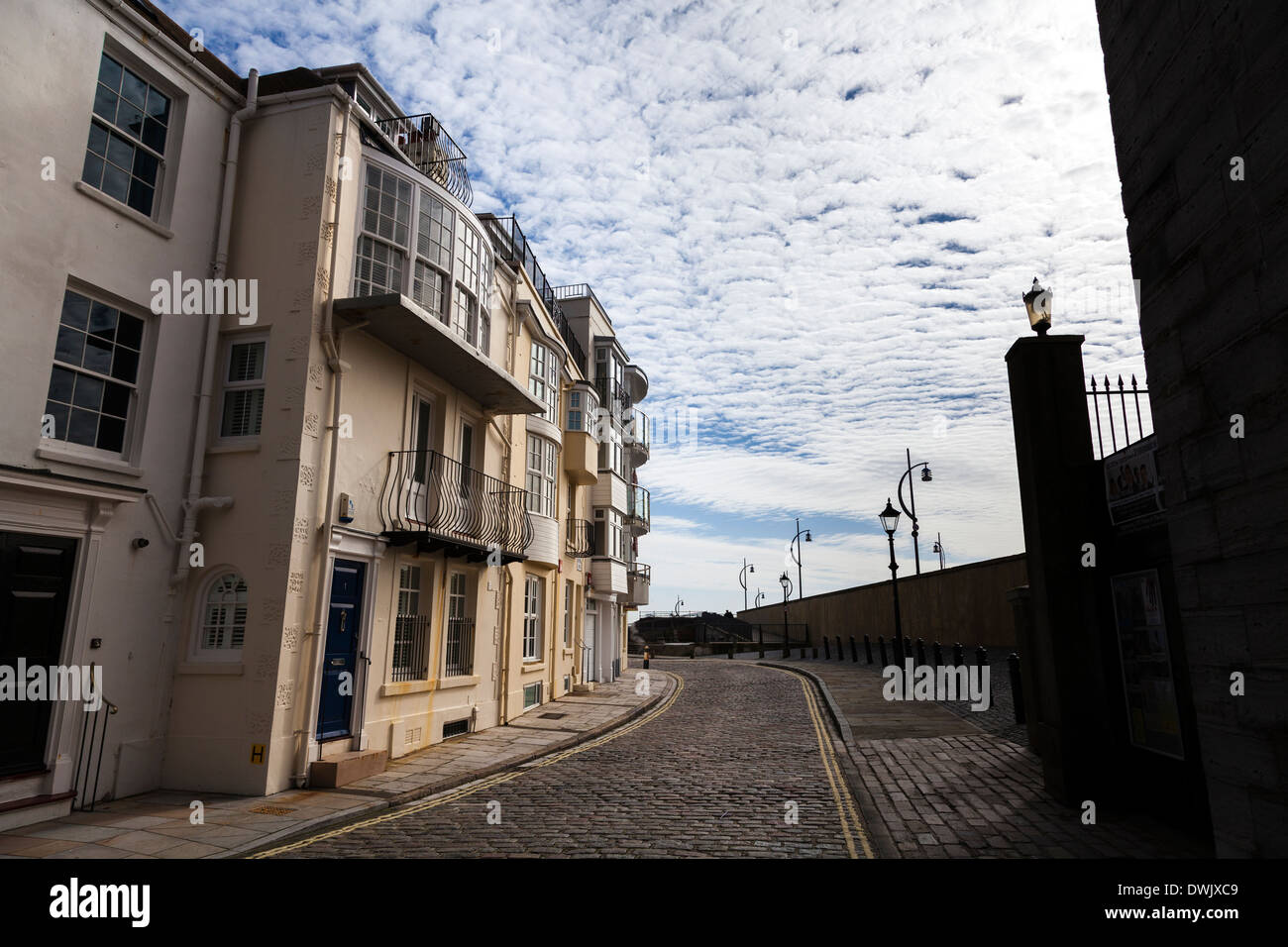 Cobbled streets around Old Portsmouth. Stock Photo