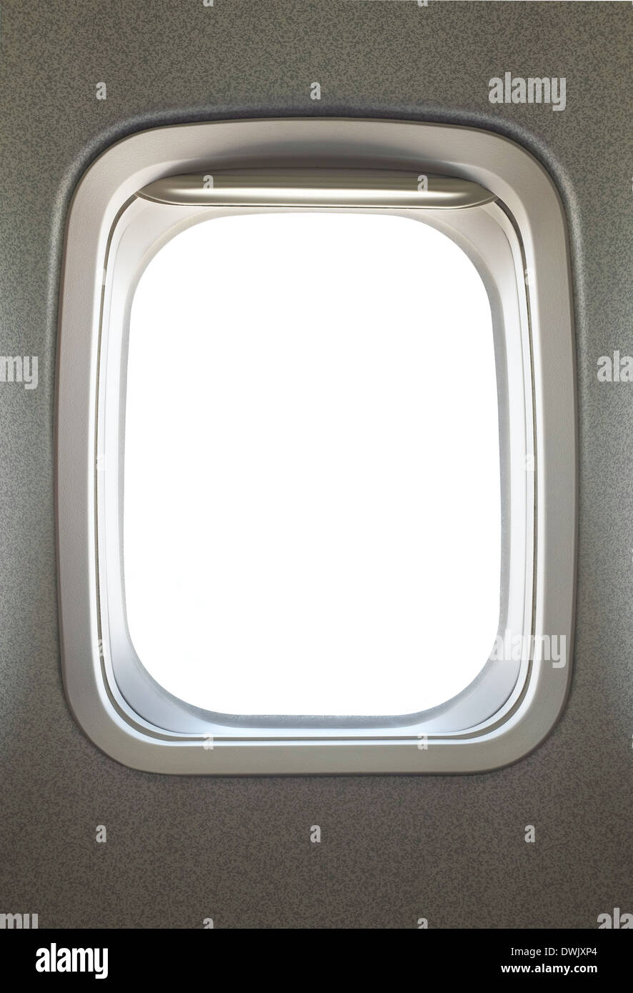 Empty airplane glass window Stock Photo