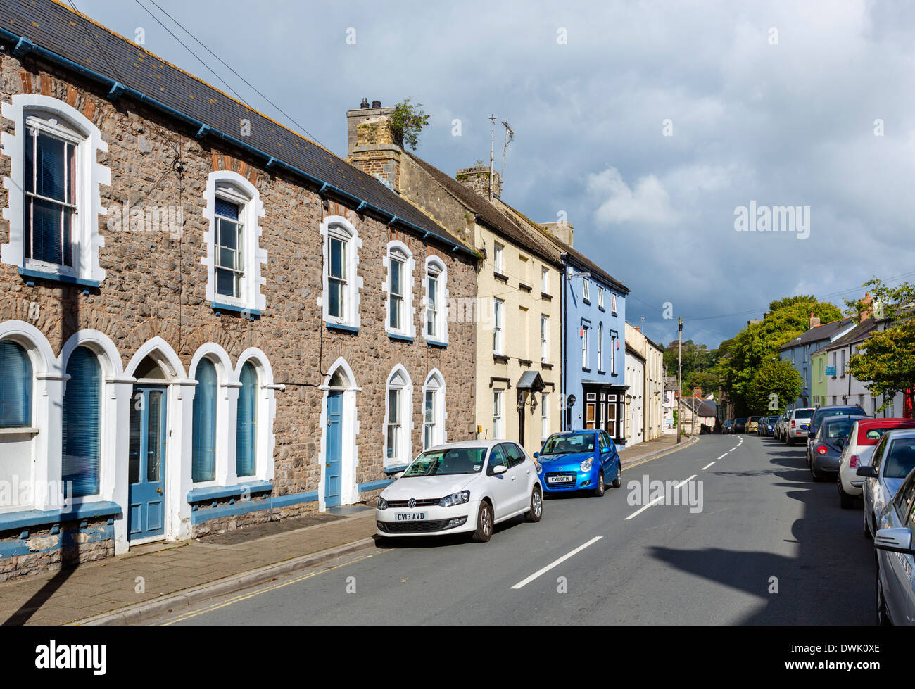 King Street, the main street through Laugharne, Carmarthenshire, Wales, UK Stock Photo