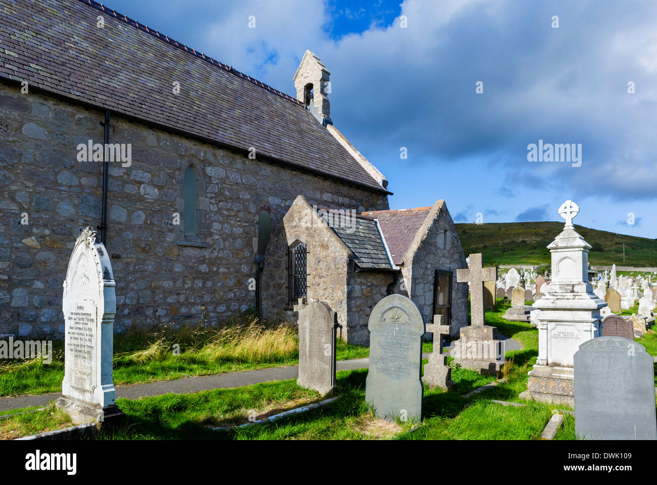 Entrance to St Tudno's Church on The Great Orme, Llandudno, Conwy, North Wales, UK Stock Photo