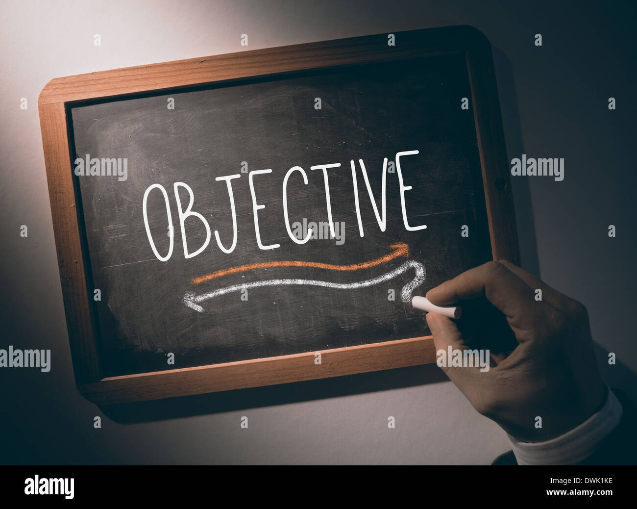Hand writing Objective on chalkboard Stock Photo Alamy