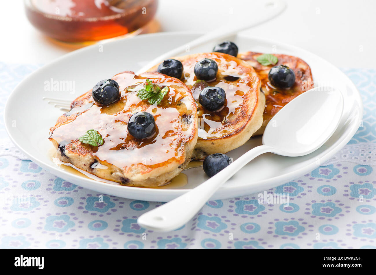 pancakes with blueberries Stock Photo