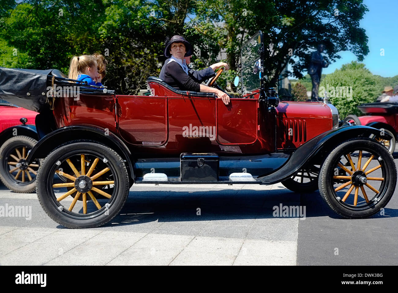 Model T Ford 1915 Convertible with driver and passengers Stock Photo
